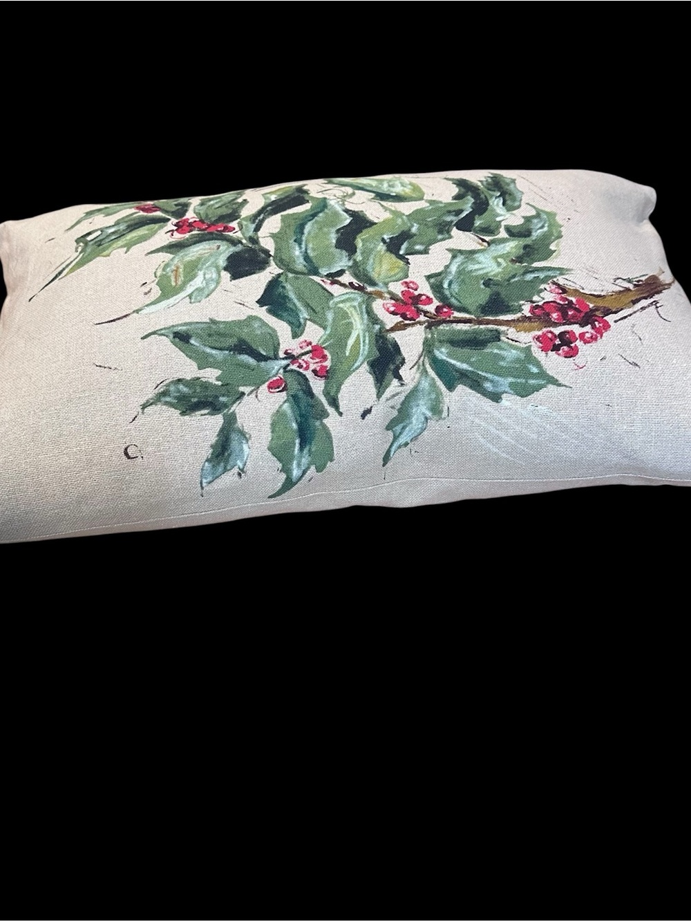 Pottery Barn Linen Blend Lumbar Christmas Holiday Cover & Down Pillow